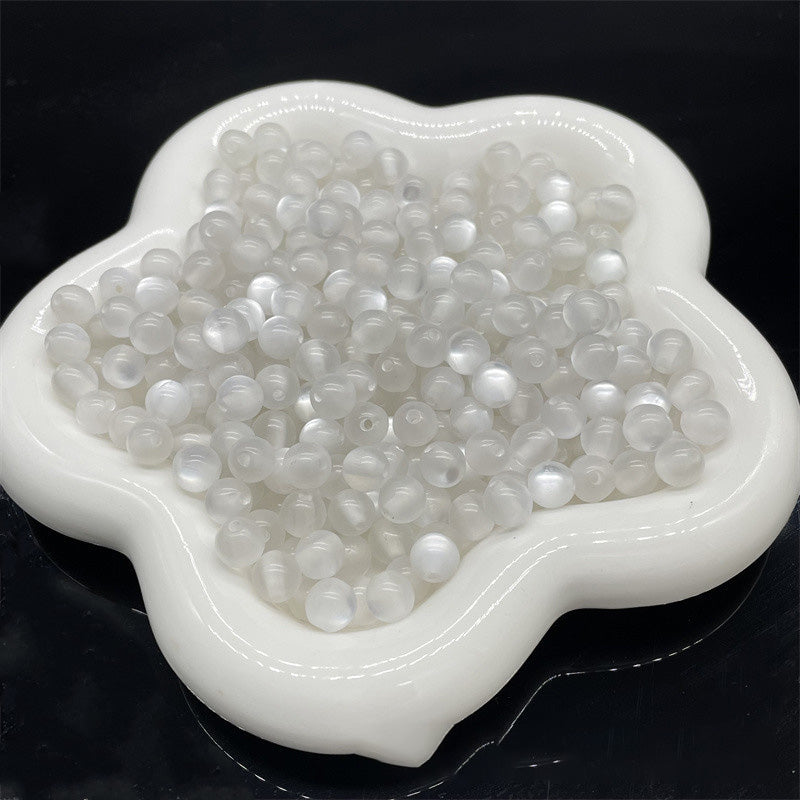 Cuentas al por mayor de plástico de 8mm de resina de ojo de gato de imitación cuentas redondas cuentas sueltas OLY-BDS-XH002